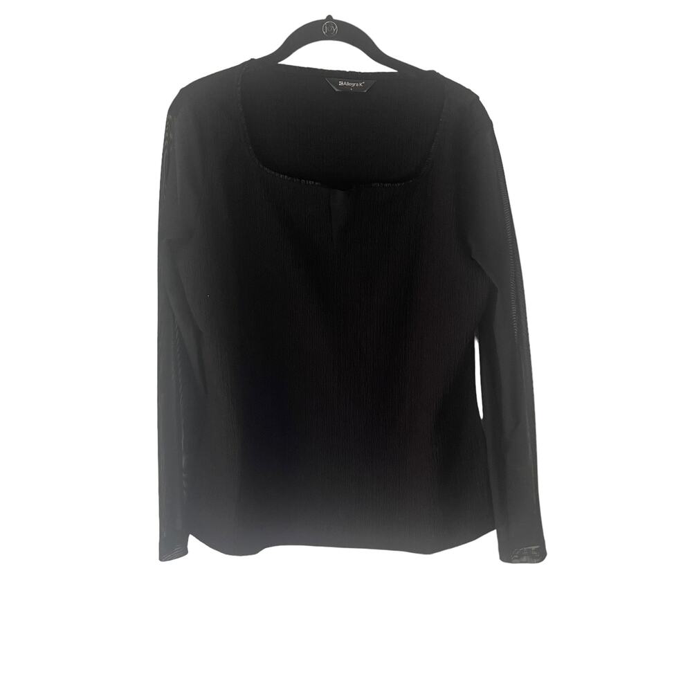 Allegra K Women's‎ Size Large Mesh Sleeves Black Whymsygoth Top